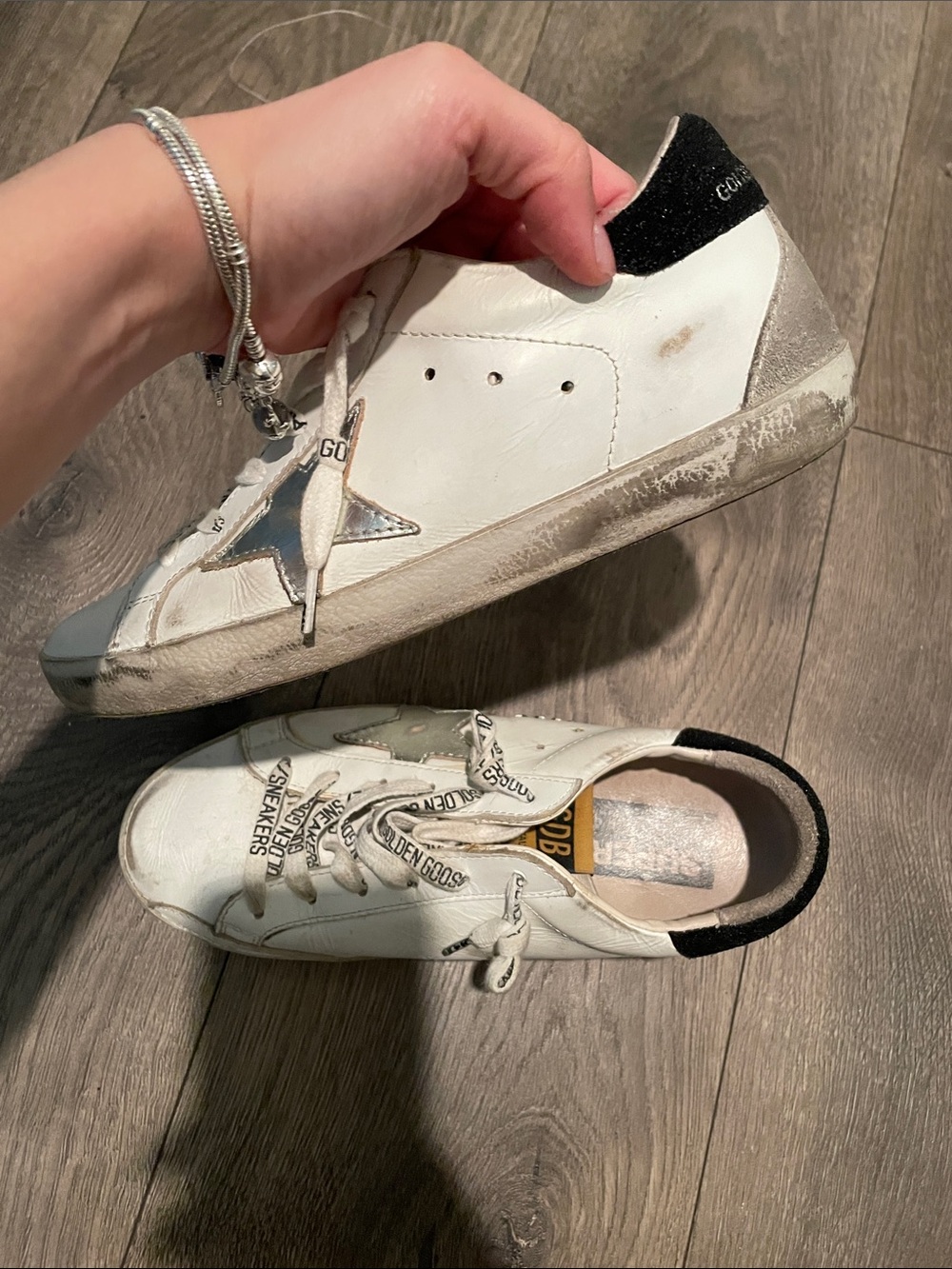 Golden Goose White Sneakers with Black Heel Tab - Picture 5 of 5